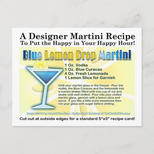 Carte postale au Citron bleu et au Martini à la go (Devant)