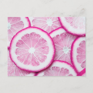 Carte postale au citron rose