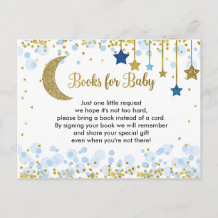 Carte Postale Au-dessus de la lune Livres de Baby shower bleu po