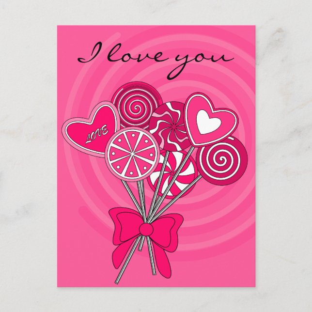 Carte postale au lollipop rose (Devant)