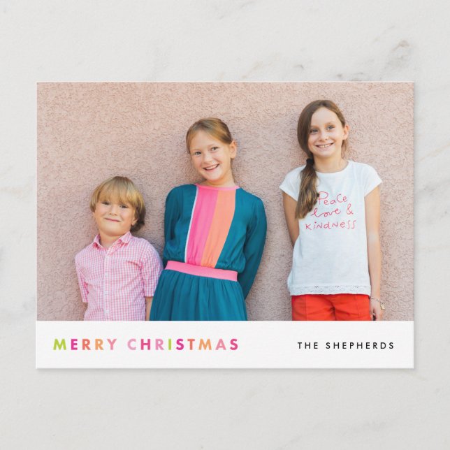 Carte postale au néon moderne de photo de Joyeux (Devant)