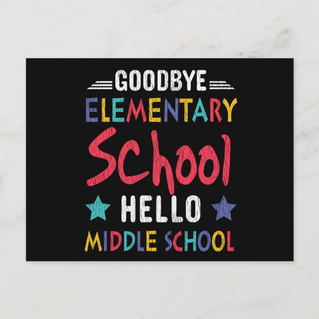 Carte Postale Au revoir école primaire Bonjour enfants du collèg (Devant)
