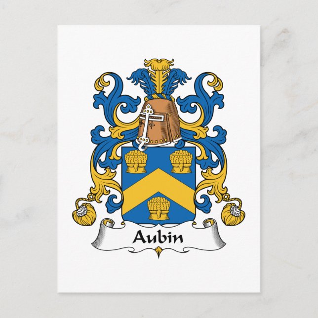 Carte Postale Aubin Family Crest (Devant)