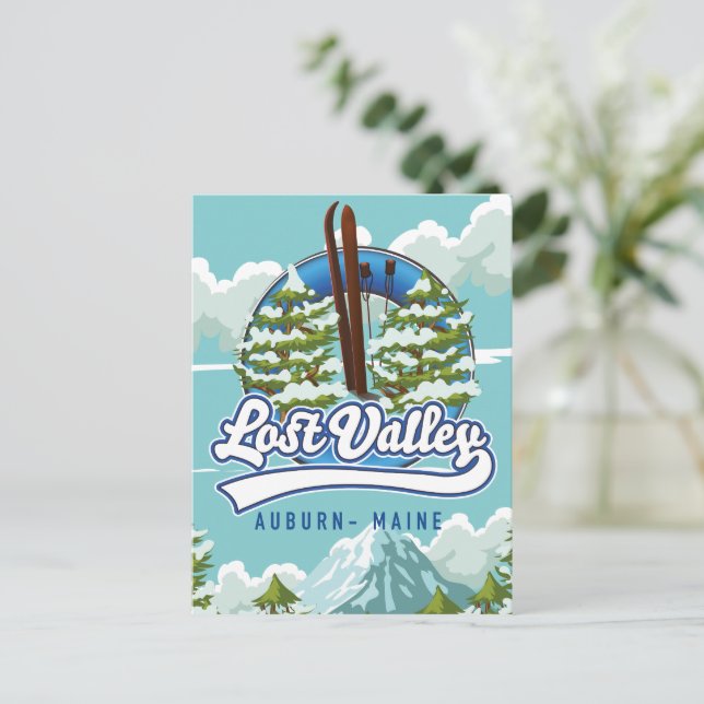Carte Postale Auburn, Maine, Lost valley ski (Debout devant)