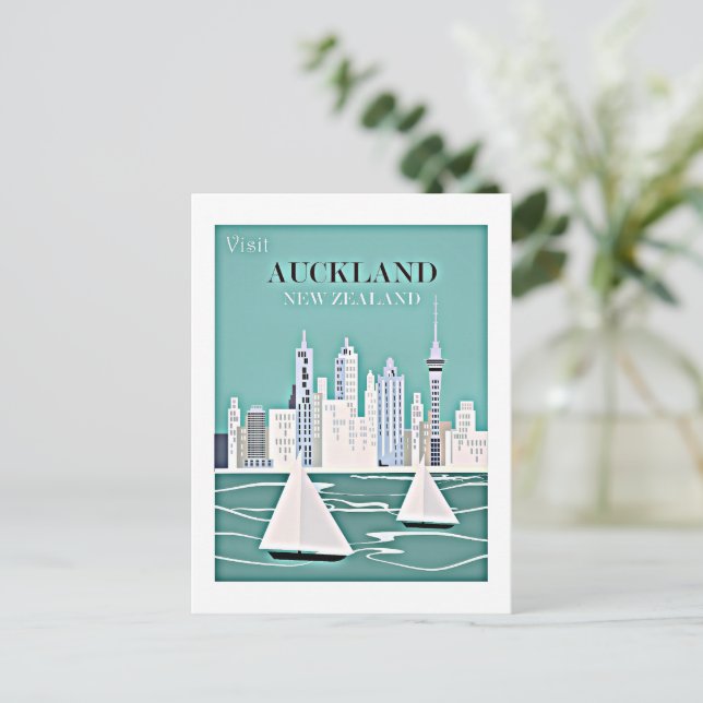 Carte Postale Auckland, affiche de voyage en Nouvelle-Zélande (Debout devant)
