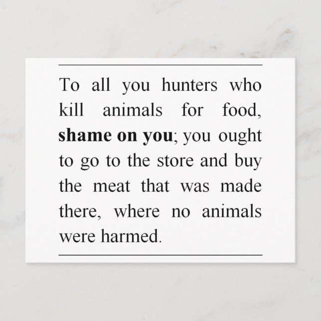 Carte Postale Aucun animal blessé au comptoir de viande du super (Devant)