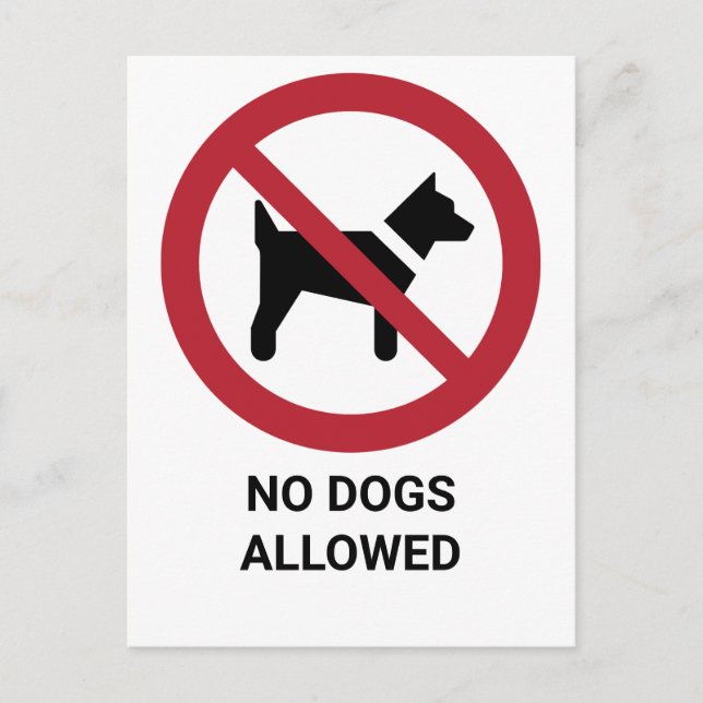 Carte Postale Aucun chien autorisé, signe d'interdiction (Devant)