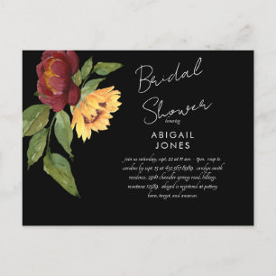 Carte Postale Audacieuse Sunflower Noire Douche nuptiale Invitat