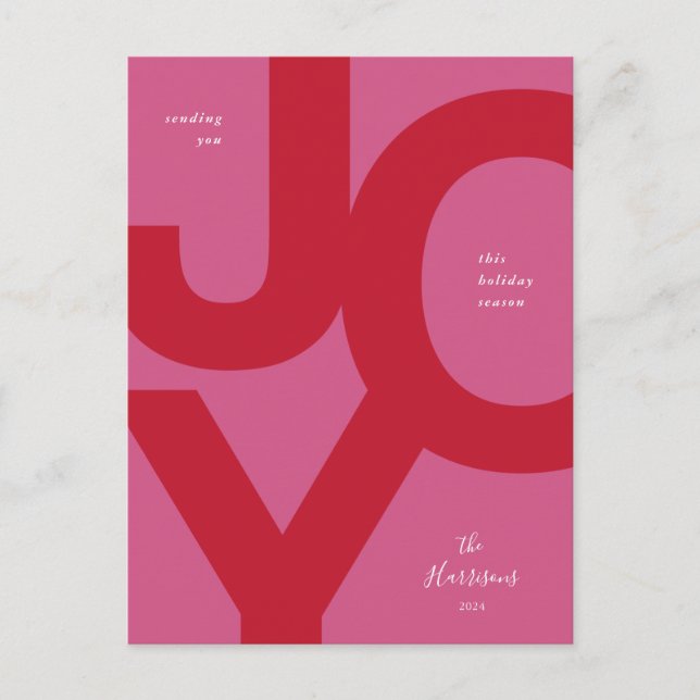 Carte Postale Audacieux Joy Rose & Rouge Fun Non Photo Holiday (Devant)