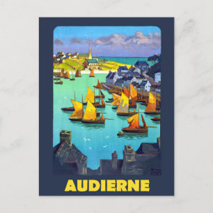 Carte Postale Audierne, Bateaux à voile sur le Port, France