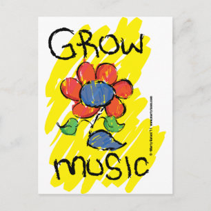 Carte Postale Augmentez Un Peu De Musique. Conception de fleurs 