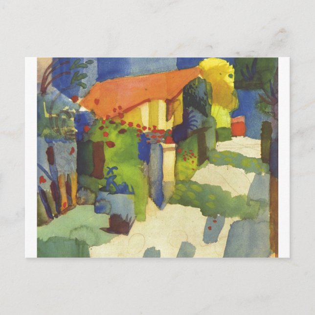 Carte Postale August Macke - logez dans le jardin Waterolor 1914 (Devant)
