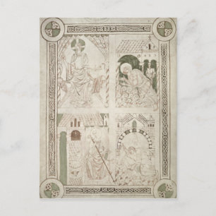 Carte Postale Augustin aux pieds du Christ & Scribe