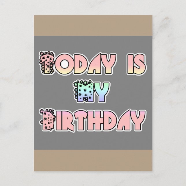 Carte Postale Aujourd'hui est mon anniversaire Baby Pink Art Pri (Devant)