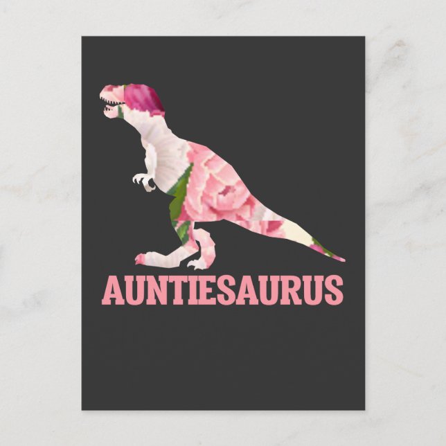 Carte Postale Auntiesaurus Tante Dino avec fleurs florales (Devant)