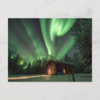 Aurora Borealis au-dessus du log Cabine Photo cart