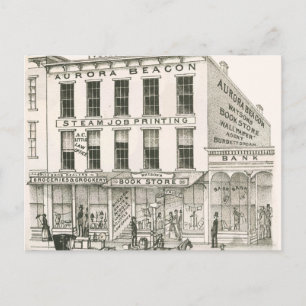 Carte Postale Aurora Illinois Aurora Beacon News 1871 Stone Lith