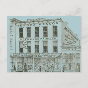 Carte Postale Aurora Illinois Aurora Beacon News 1871 Stone Lith