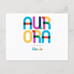 Carte Postale Aurora Illinois Mid Century, Pop Art,