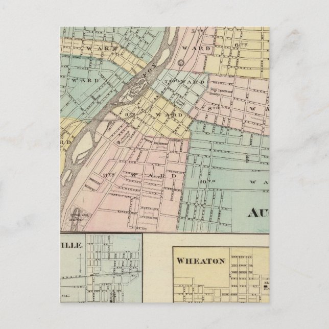Carte Postale Aurora, Naperville et Wheaton (Devant)