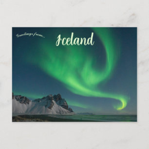 Carte Postale Aurores boréales en Islande