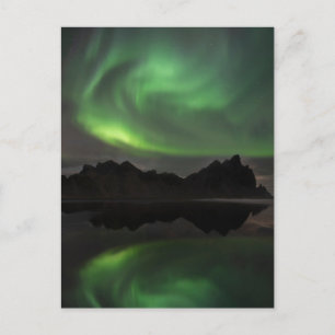Carte Postale Aurores boréales   Plage de Vestrahorn Hofn, Islan