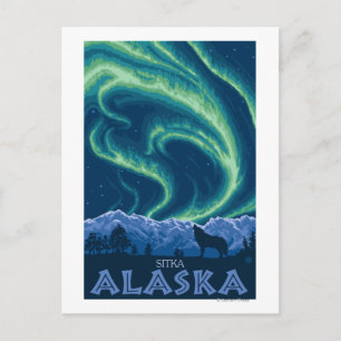 Carte Postale Aurores boréales - Sitka, Alaska
