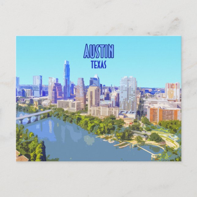 Carte Postale Austin Downtown Texas Vintage (Devant)