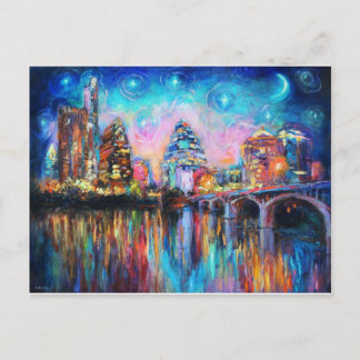 Carte Postale Austin Skyline à la nuit cityscape Cadeaux d'art