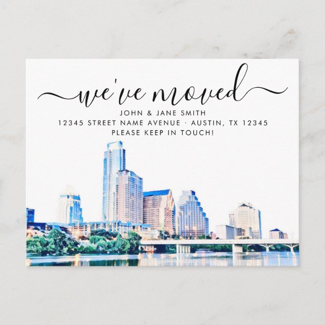 Carte postale Austin Texas Skyline Moving Faire-pa (Devant)