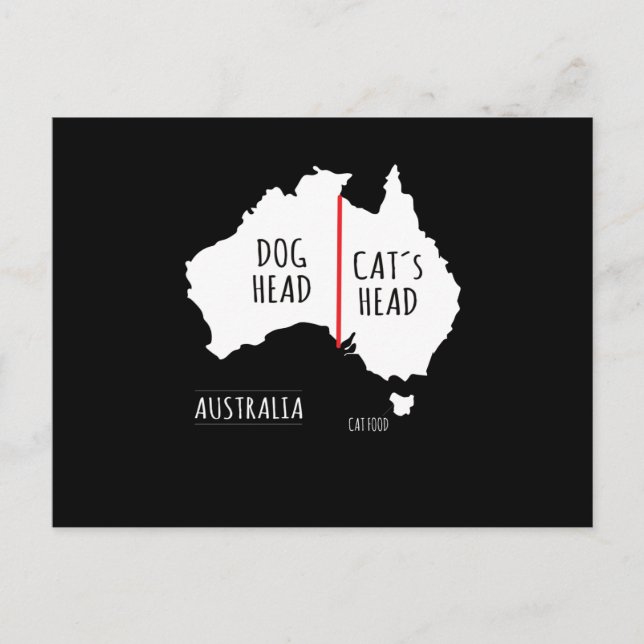 Carte Postale Australia Dog Head Cat's Head (Devant)