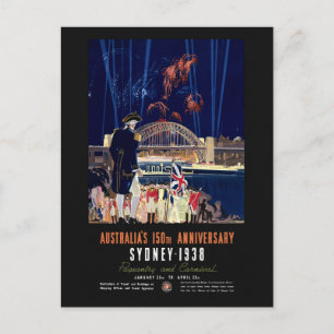 Carte Postale Australie 150e Anniversaire Affiche Vintage 1938