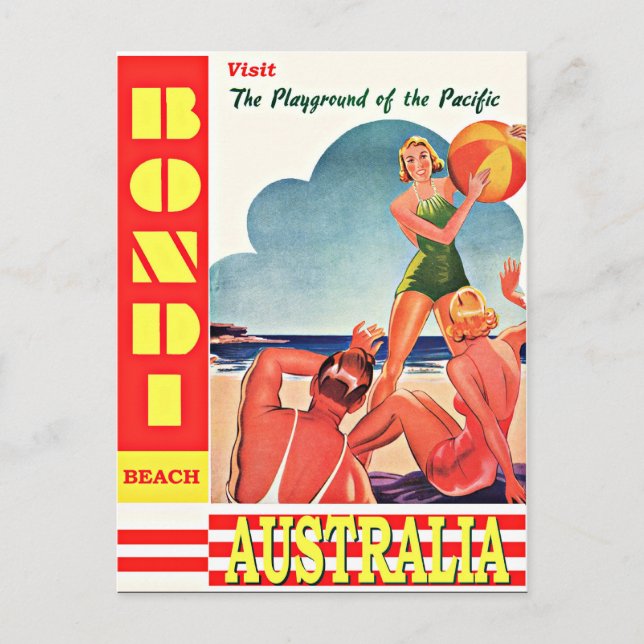 Carte Postale Australie-Aire de jeu du Pacifique, Bondi Beach (Devant)