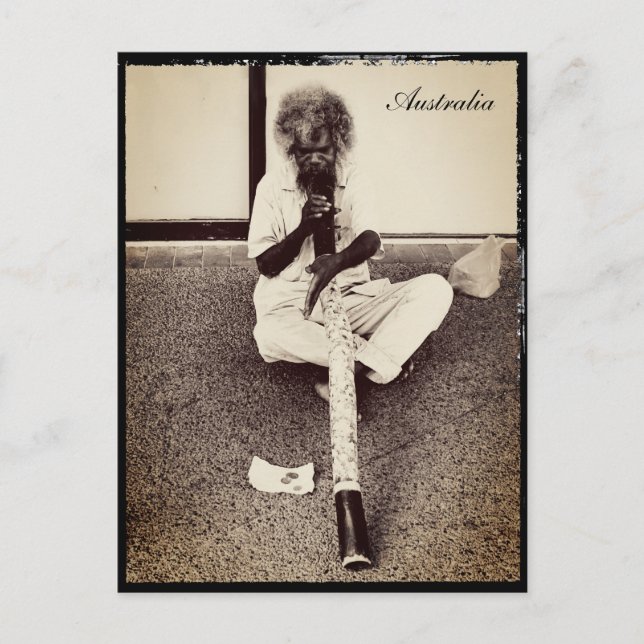 Carte Postale Australie, Autochtone + Didgeridoo (Devant)