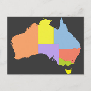 Carte Postale Australie Color Map, Australie