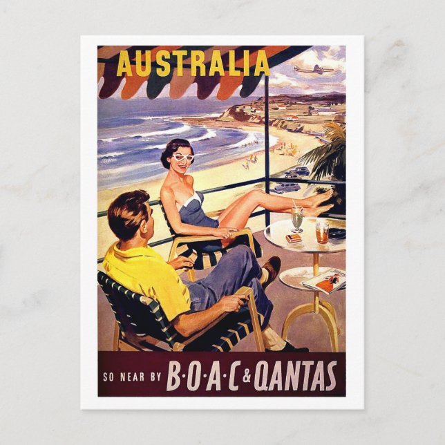 Carte Postale Australie, couple profiter sur la terrasse, voyage (Devant)