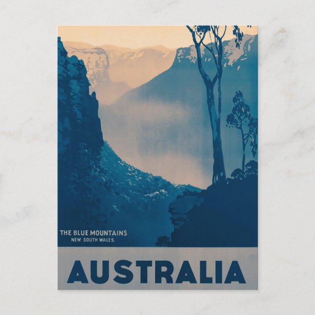 Carte Postale Australie, le Vintage voyage des Blue Mountains (Devant)
