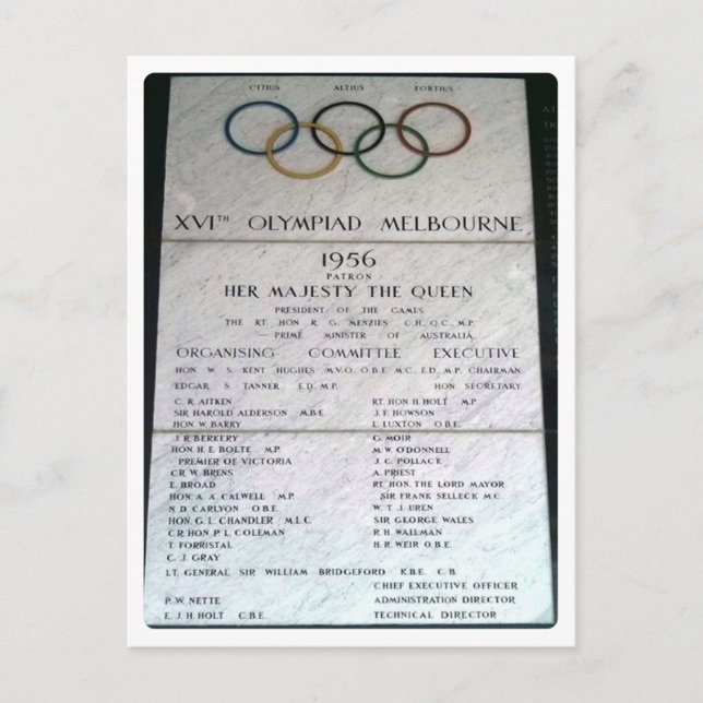 Carte Postale Australie - Melbourne, 1956 XVIe Olympiade - (Devant)