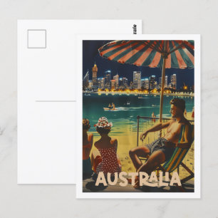 Carte Postale Australie Plage Vintage Lieu de voyage célèbre