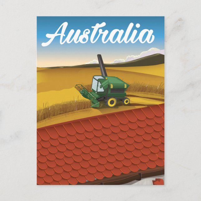 Carte Postale Australie récolte dessin animé de voyage (Devant)