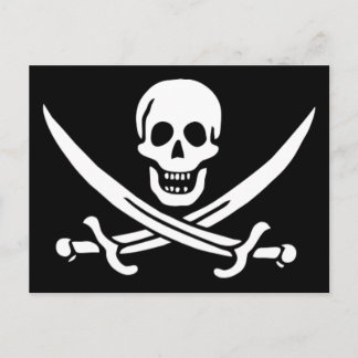 Carte Postale Authentique drapeau pirate Jack Rackam