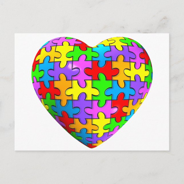 Carte Postale Autisme Puzzle Coeur (Devant)
