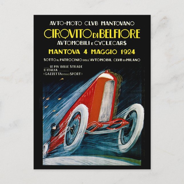 Carte Postale Auto Moto Club Mantovano Retro 1924 (Devant)