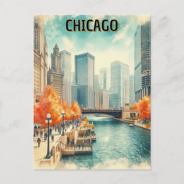 Carte Postale Automne à Chicago (Devant)