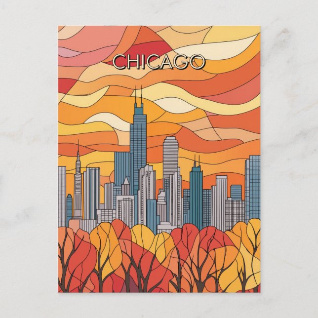 Carte Postale Automne à Chicago Illinois TRavel (Devant)