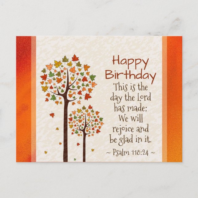 Carte Postale Automne Anniversaire Inspirationnel Psaume bibliqu (Devant)