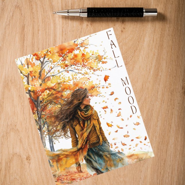 Carte Postale Automne Aquarelle Chute Feuilles Automne Humeur (Créateur téléchargé)