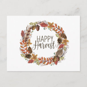 Carte Postale automne aquarelle couronne