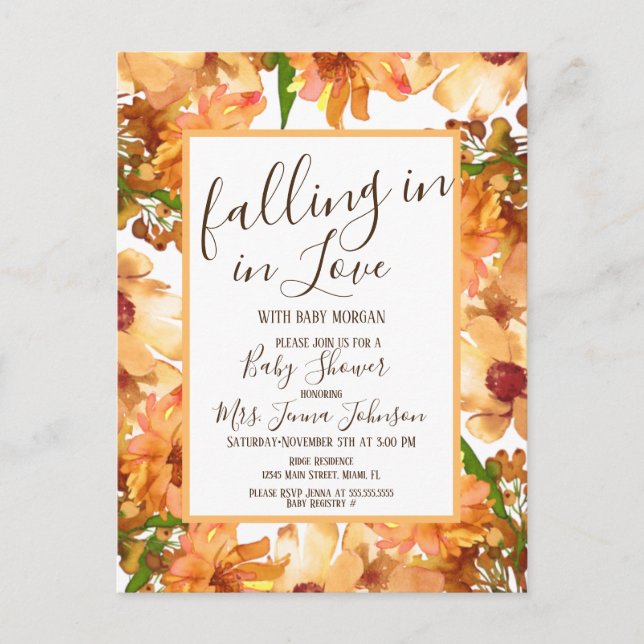 Carte Postale Automne Automne Amour Verdure Baby shower Rustique (Devant)