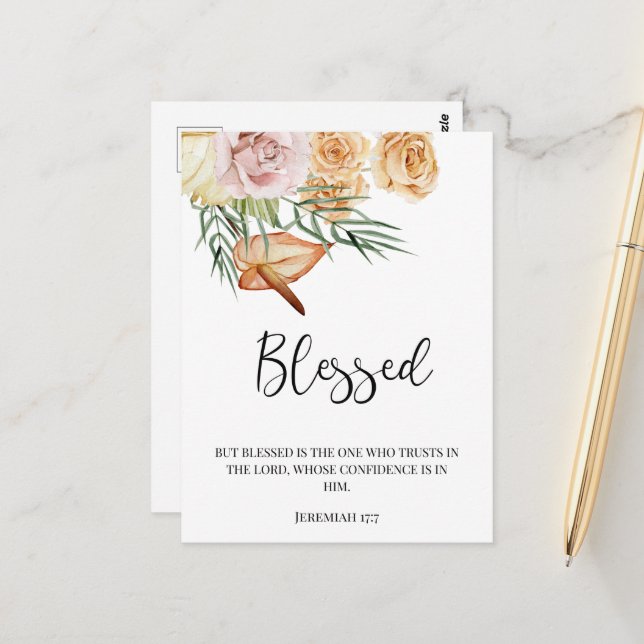 Carte Postale Automne Bénédiction Joyeux Thanksgiving (Devant/Arrière en situation)